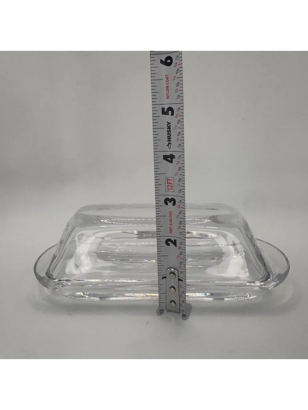 Vintage Clear Glass Butter Dish with Lid | Farmhouse Kitchen Decor, Mid Century